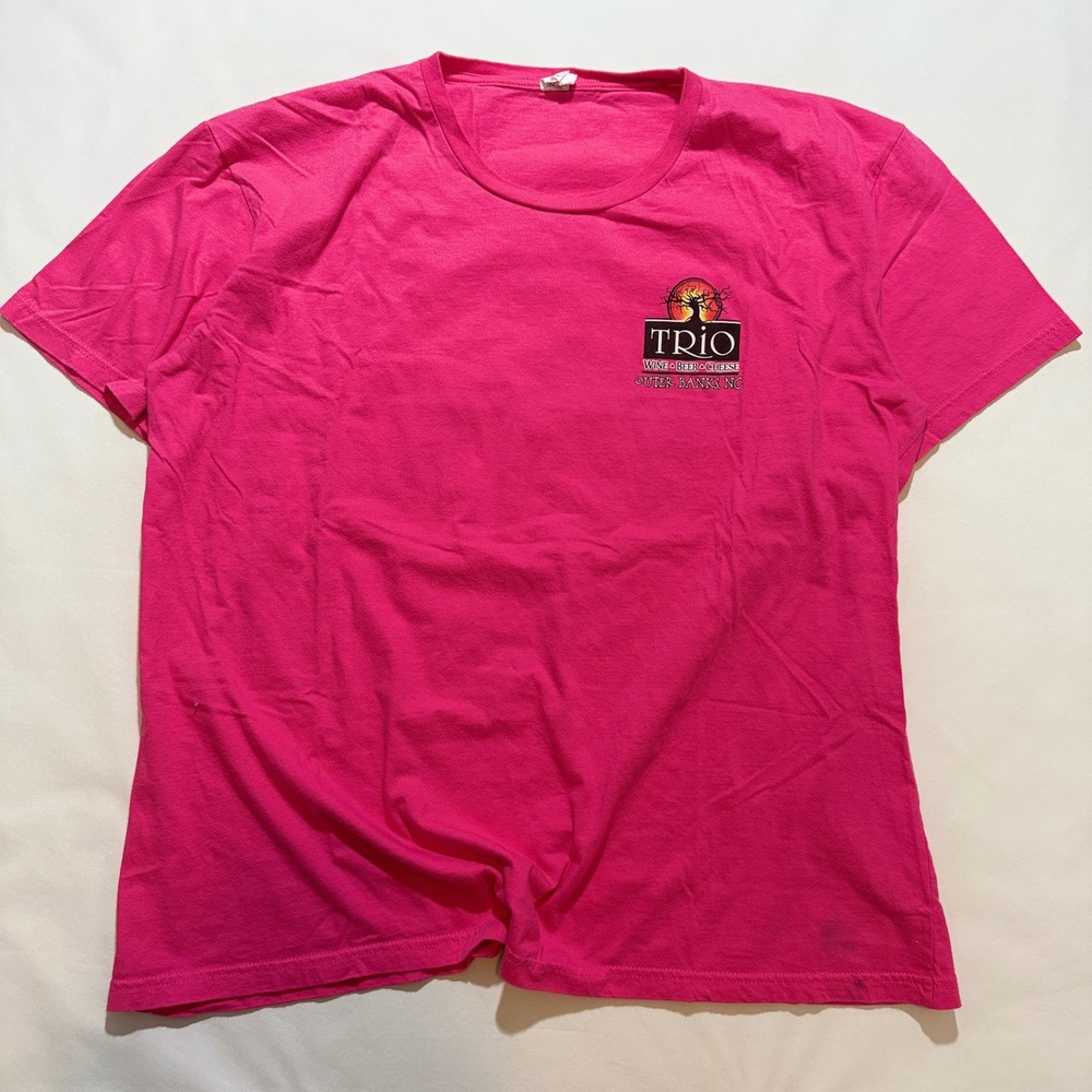 Anvil Trio Outer Banks Graphic T-Shirt Womens XL Pink Dogs Another Stressful Day